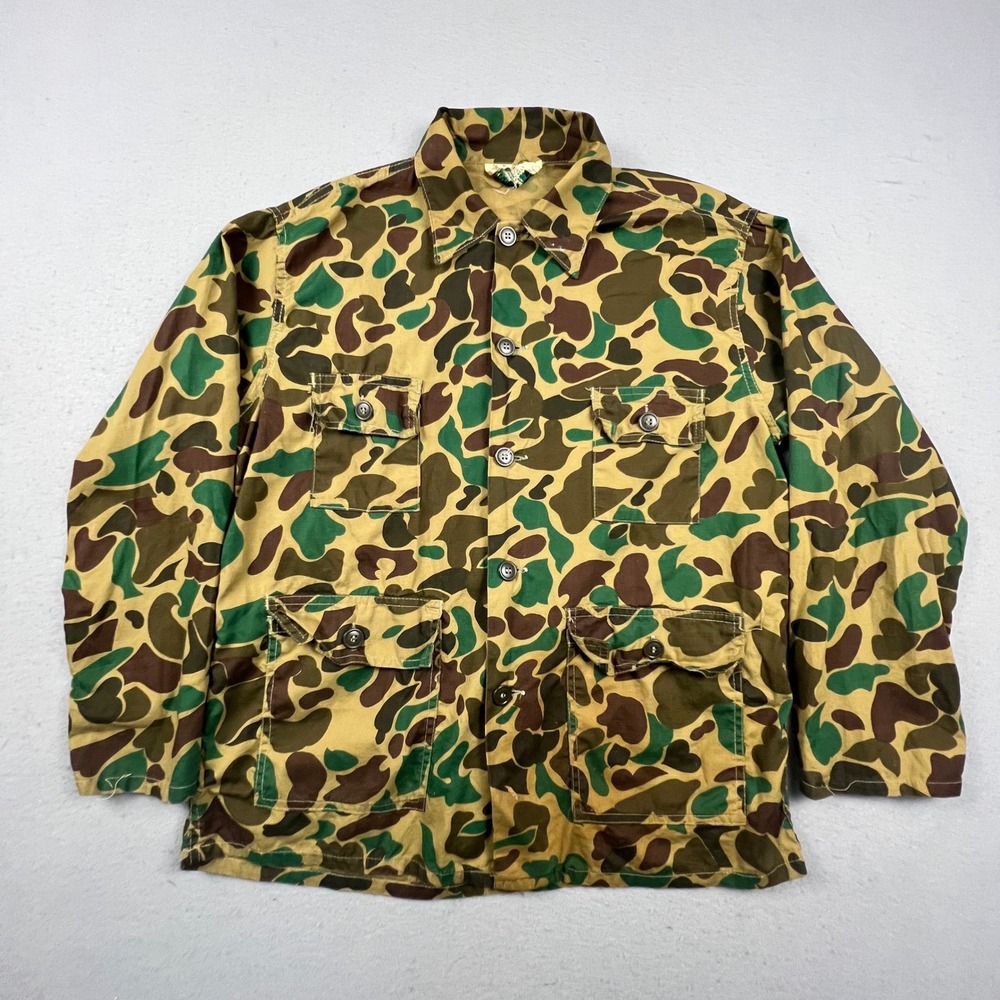 World Famous Camouflage Jacket Mens Small Green Duck Hunter Vintage Military